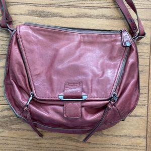 KOOBA Leroy Distressed Leather Crossbody, Wine